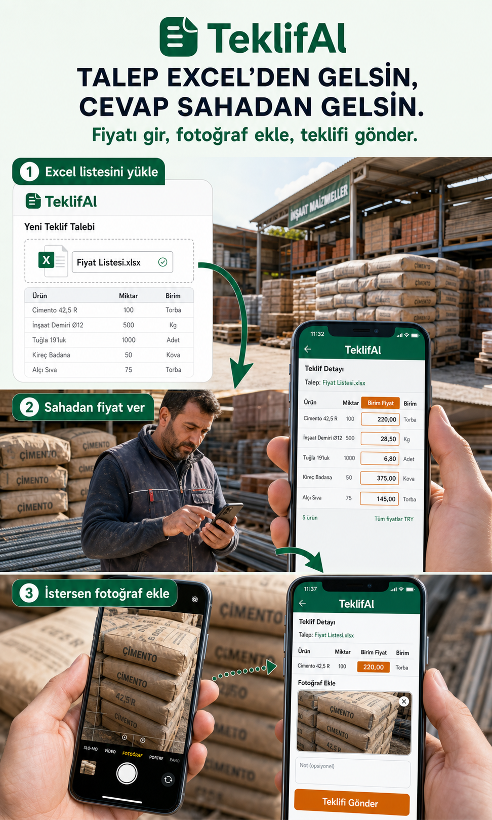 Excel Listesi ve Talep Ekranı